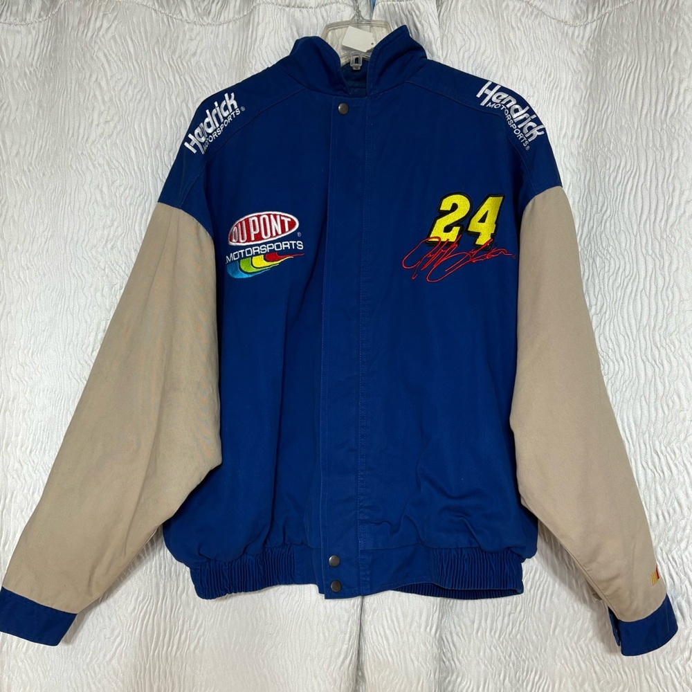 VTG~Jeff Gordon NASCAR Hendrick Motorsports Blue and Tan Competitors View Jacket